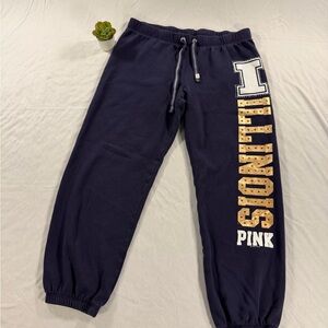 Pink Victoria Secret Collegiate Collection Illinois Gem Studded Sweatpants M
